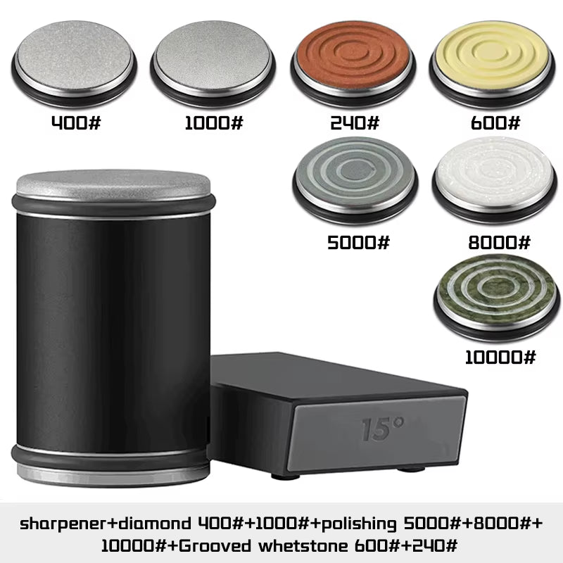 Rolling Knife Sharpener Magnetic Knife Holder Diamond Sharpening Stone Kit with 15 and 20 Degrees Angle Roller Kitchen Accessory