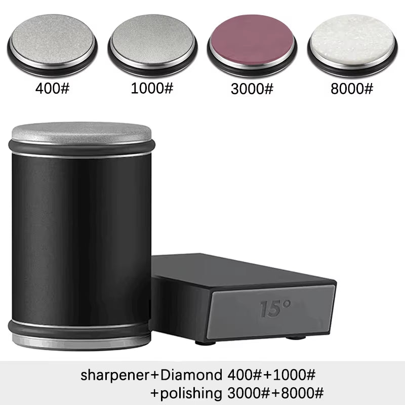 Rolling Knife Sharpener Magnetic Knife Holder Diamond Sharpening Stone Kit with 15 and 20 Degrees Angle Roller Kitchen Accessory