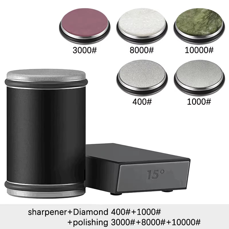 Rolling Knife Sharpener Magnetic Knife Holder Diamond Sharpening Stone Kit with 15 and 20 Degrees Angle Roller Kitchen Accessory
