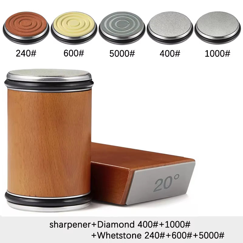 Rolling Knife Sharpener Magnetic Knife Holder Diamond Sharpening Stone Kit with 15 and 20 Degrees Angle Roller Kitchen Accessory