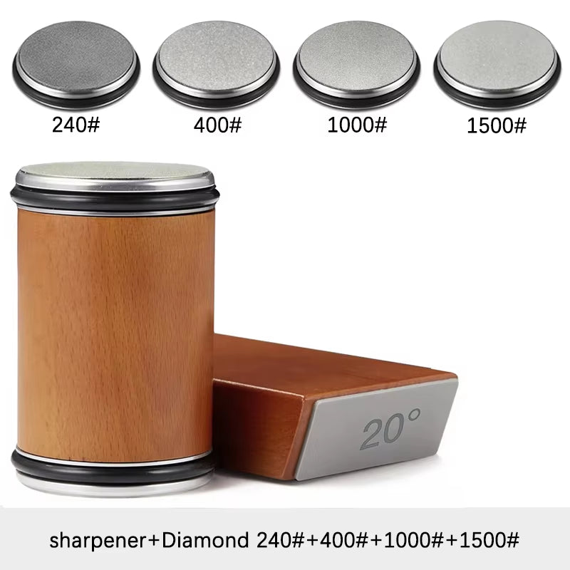 Rolling Knife Sharpener Magnetic Knife Holder Diamond Sharpening Stone Kit with 15 and 20 Degrees Angle Roller Kitchen Accessory