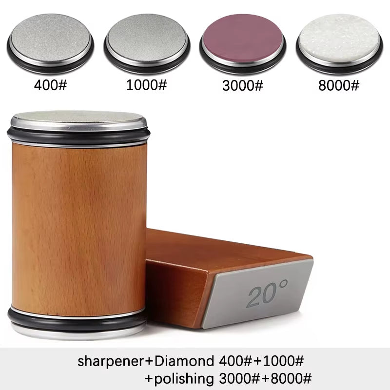 Rolling Knife Sharpener Magnetic Knife Holder Diamond Sharpening Stone Kit with 15 and 20 Degrees Angle Roller Kitchen Accessory