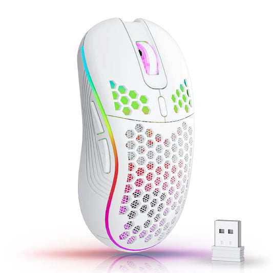 2.4G Wireless RGB Gaming Mouse with Adjustable DPI and Ergonomic Honeycomb Design for Desktop and Laptop Use