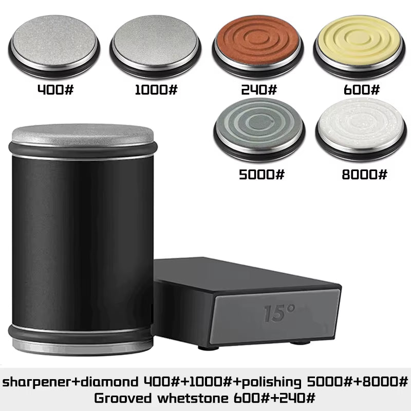 Rolling Knife Sharpener Magnetic Knife Holder Diamond Sharpening Stone Kit with 15 and 20 Degrees Angle Roller Kitchen Accessory
