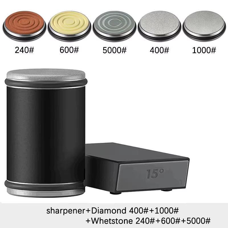 Rolling Knife Sharpener Magnetic Knife Holder Diamond Sharpening Stone Kit with 15 and 20 Degrees Angle Roller Kitchen Accessory