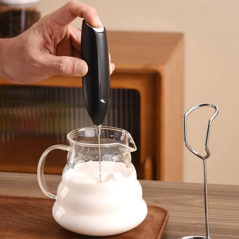 1Pcs Electric Milk Frother Hand Blender Portable Mini Handheld Fast Foamer Coffee Cappuccino Whisk Mixer Food Blender with Stand