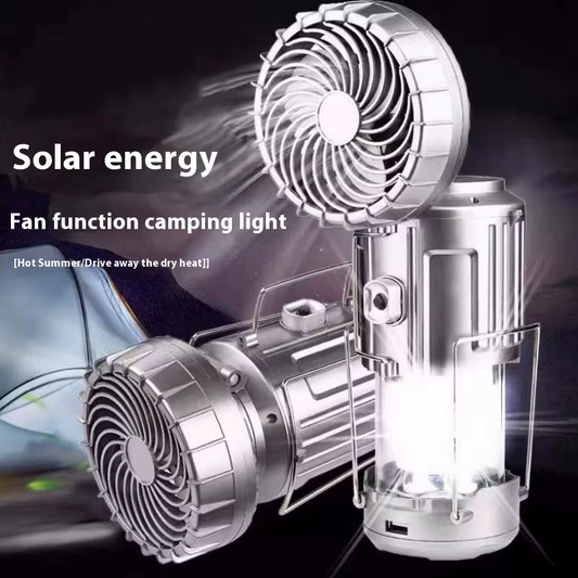 Portable Camping Lanterns Electric Fan 1500Mah LED Solar Power Hanging Tent Rechargeable Outdoor Emergency Lamp with Fan