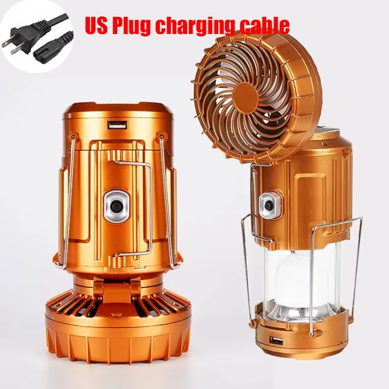 Portable Camping Lanterns Electric Fan 1500Mah LED Solar Power Hanging Tent Rechargeable Outdoor Emergency Lamp with Fan