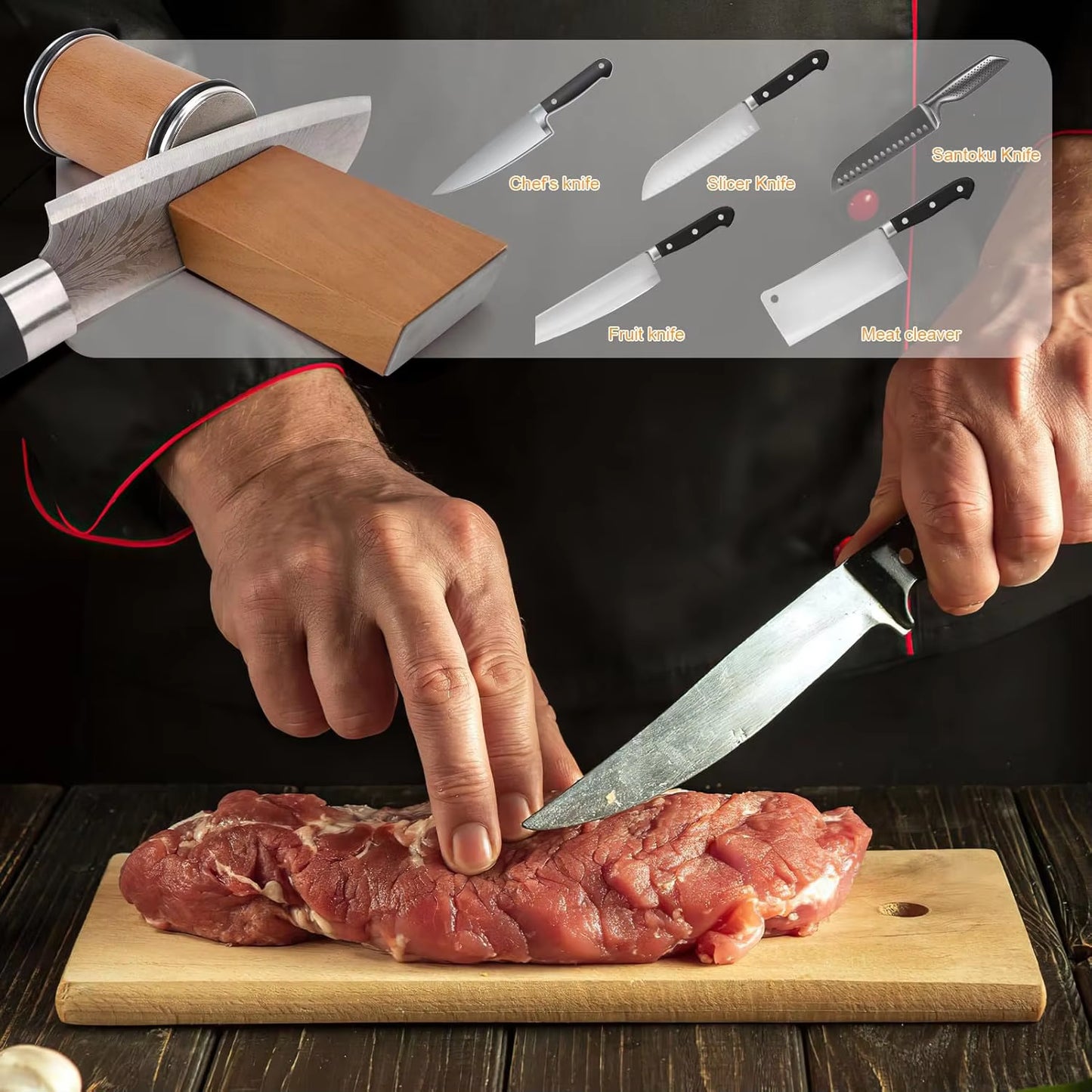 Rolling Knife Sharpener Magnetic Knife Holder Diamond Sharpening Stone Kit with 15 and 20 Degrees Angle Roller Kitchen Accessory